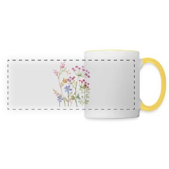 Delicate Watercolour Floral Art - Panoramic Mug - white/yellow - Front