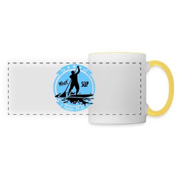 What`SUP. SUP Board Stand Up Paddling Sport - Panoramic Mug - white/yellow - Front