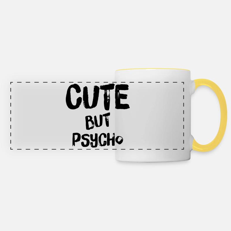 MIGNON MAIS PSYCHO - Mug panoramique contrasté et blanc - blanc/jaune