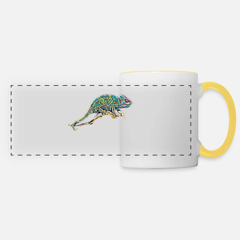 caméléon - Mug panoramique contrasté et blanc - blanc/jaune