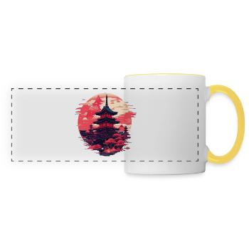 Enchanté dans le noir: Japan City - Mug panoramique contrasté et blanc - blanc/jaune - Devant