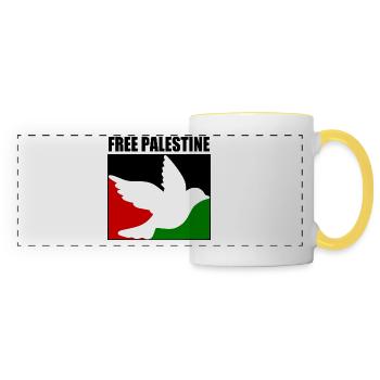 Free palestine - Panoramic Mug - white/yellow - Front
