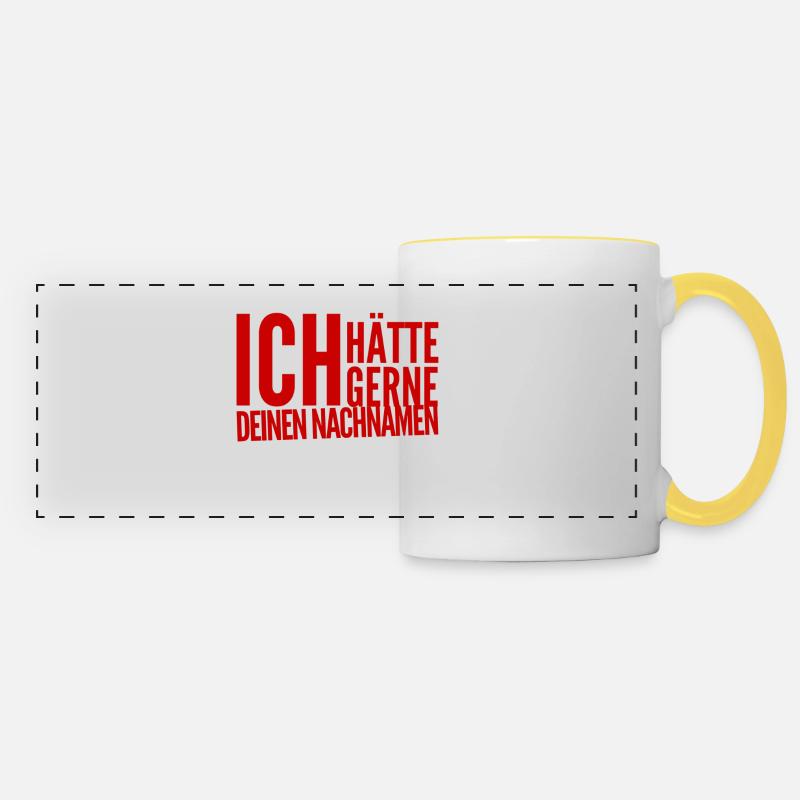 ich will dich heiraten - Panoramatasse - Weiß/Gelb