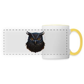 Cute Owls Face - Panoramatasse - Weiß/Gelb - Vorne