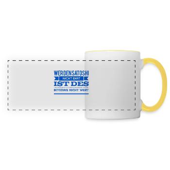 Satoshi geht immer - Panoramatasse - Weiß/Gelb - Vorne