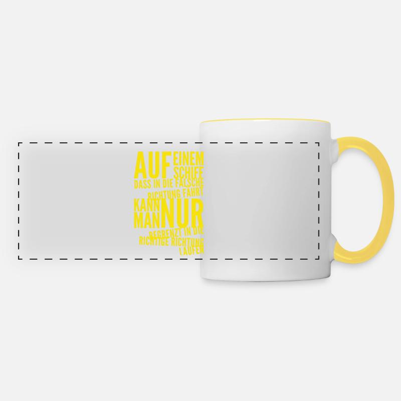 a fundamental decision - Panoramic Mug - white/yellow