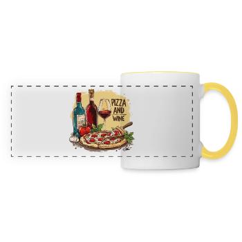 Pizza and Wine Food Alcohol - Panoramic Mug - white/yellow - Front