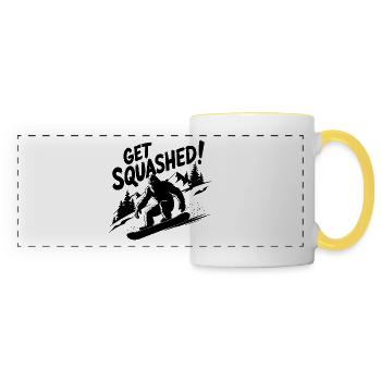 Bigfoot Snowboarder Snowboarding Winter Sports - Panoramic Mug - white/yellow - Front