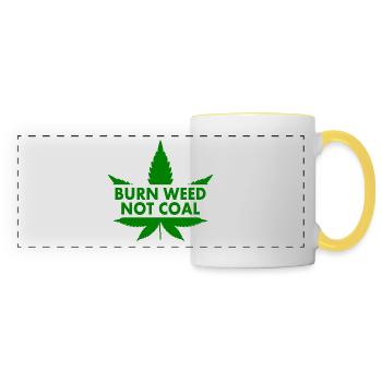 Burn weed not coal - Mug panoramique contrasté et blanc - blanc/jaune - Devant