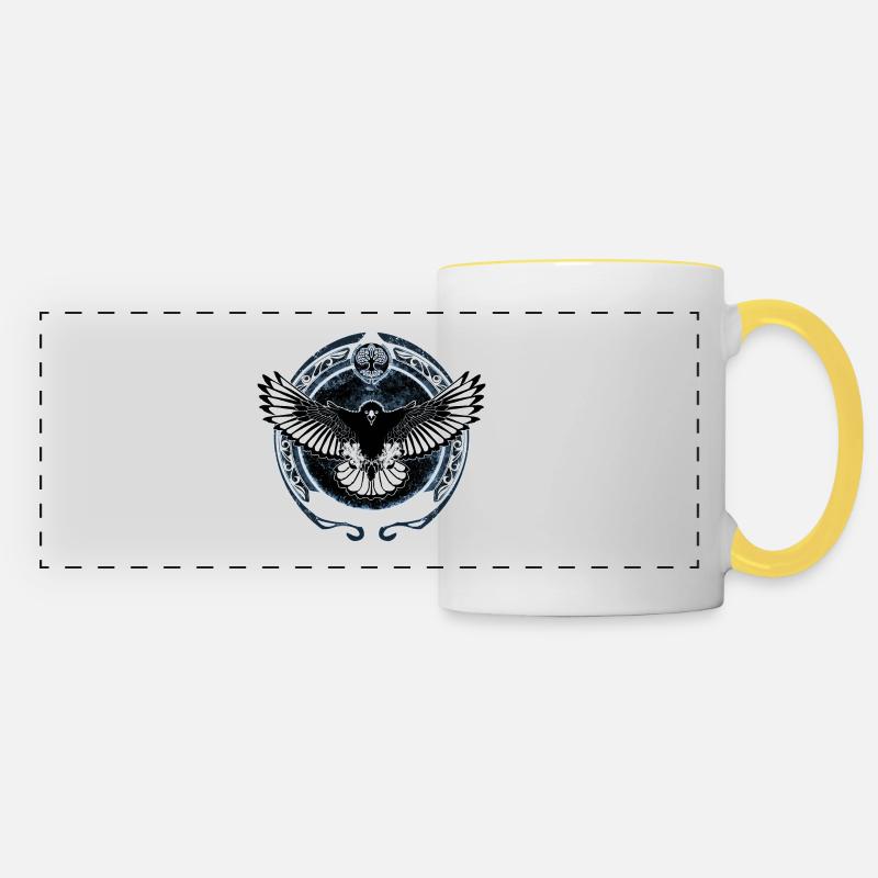Celtic falcon - Panoramic Mug - white/yellow