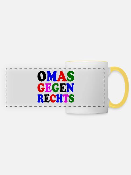 Omas gegen rechts - Panoramatasse - Weiß/Gelb