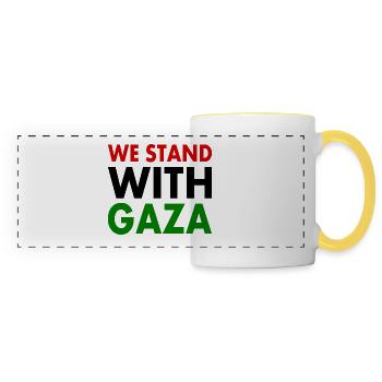 We stand with palestine - Mug panoramique contrasté et blanc - blanc/jaune - Devant