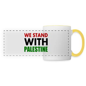 We stand with palestine - Mug panoramique contrasté et blanc - blanc/jaune - Devant