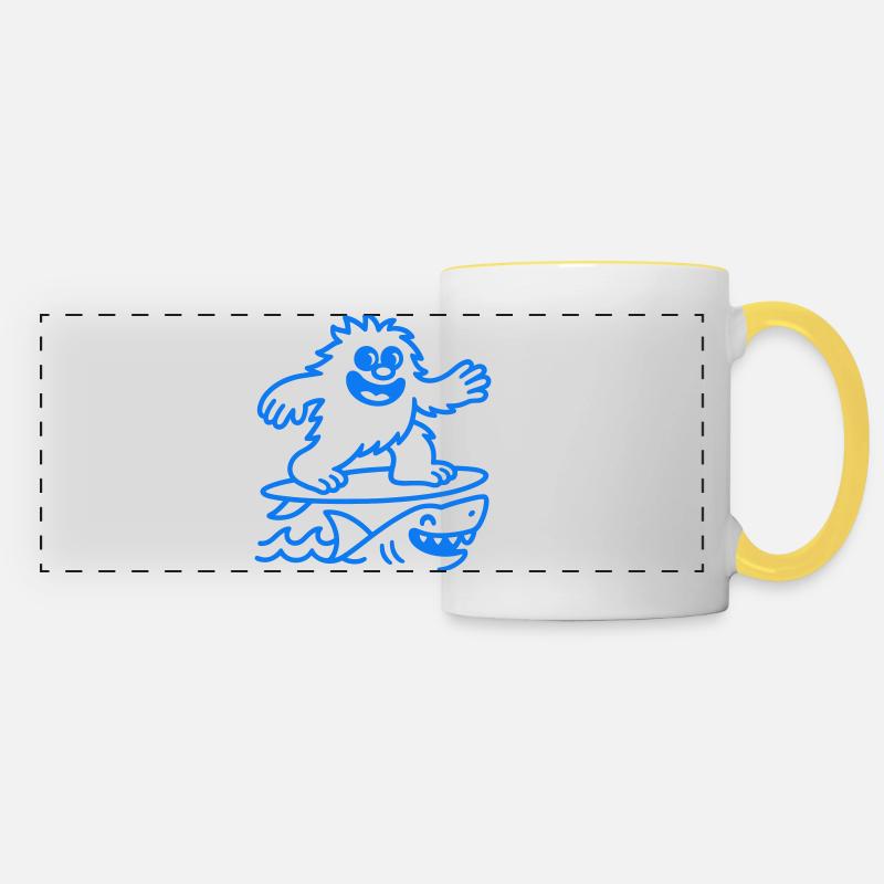Surf Monster - Panoramic Mug - white/yellow