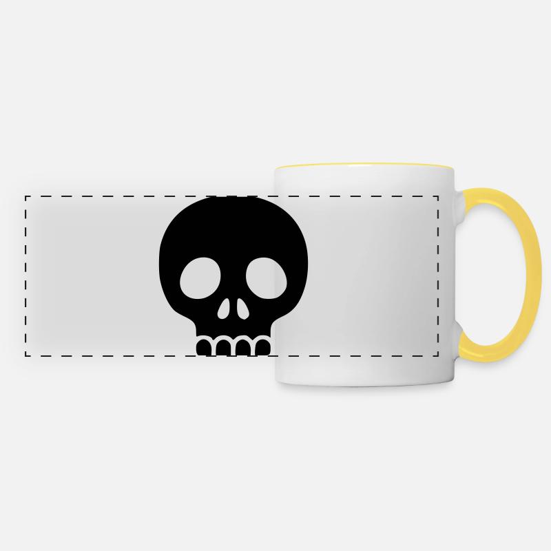 Skull Vector | Minimalist Skull Icon - Panoramic Mug - white/yellow