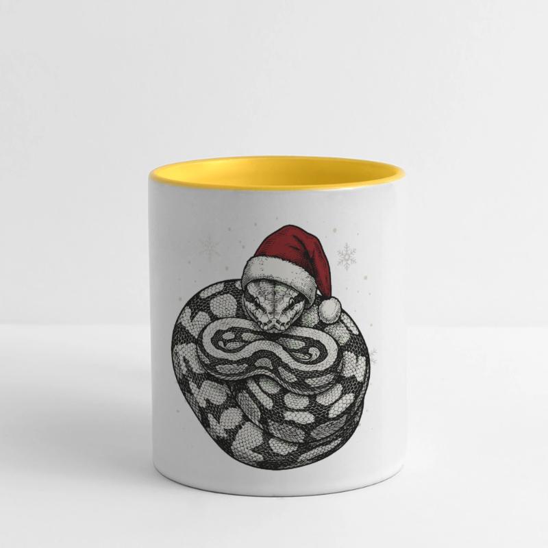 Serpent roi python roi de Noël Python boule Mug panoramique contrasté et blanc