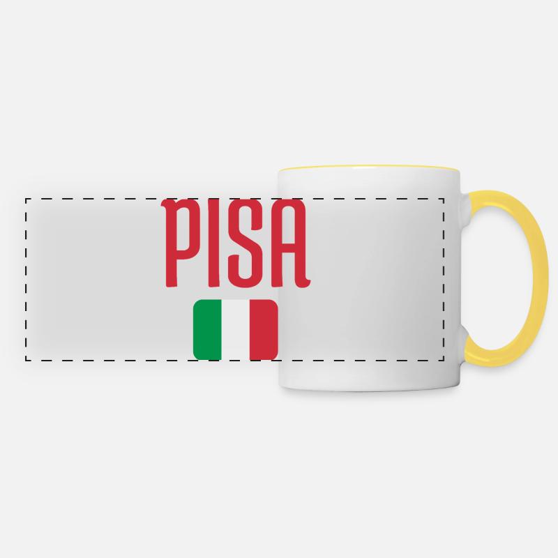 Pisa Italian Flag - Panoramic Mug - white/yellow