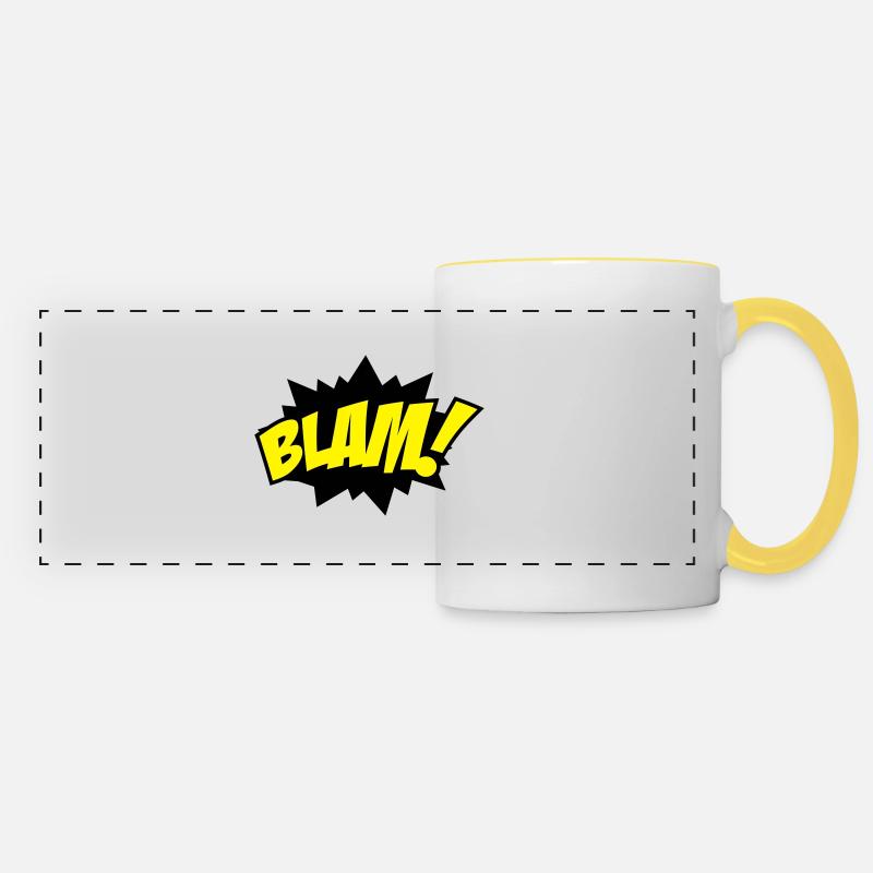 explosion - Panoramic Mug - white/yellow