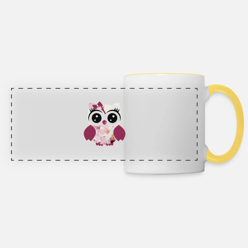 Owl Vintage - Panoramic Mug - white/yellow