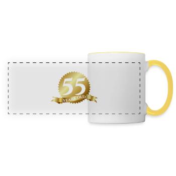 55. Birthday: 55 Years Old - Panoramic Mug - white/yellow - Front