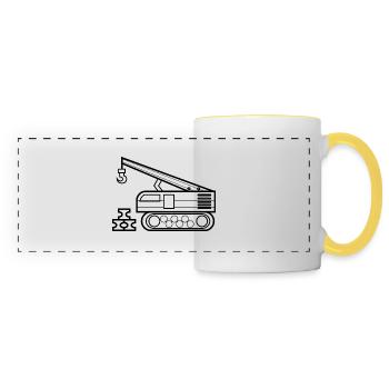 Grue à colorier cadeau de conducteur de grue - Mug panoramique contrasté et blanc - blanc/jaune - Devant