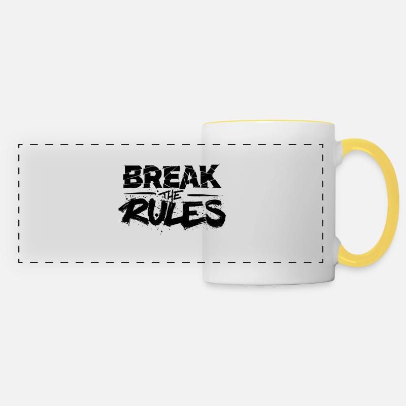 Break The Rules - Mug panoramique contrasté et blanc - blanc/jaune