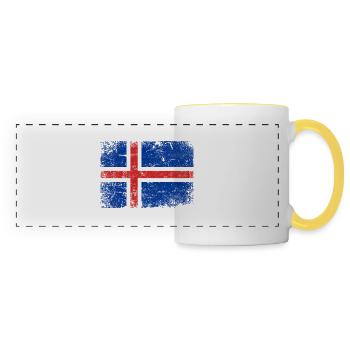 Islande Drapeau Iceland Islands - Mug panoramique contrasté et blanc - blanc/jaune - Devant