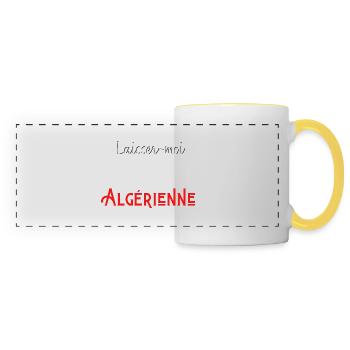 laisse-moi passer je suis algérienne - Mug panoramique contrasté et blanc - blanc/jaune - Devant