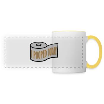 I pooped today quote - Panoramic Mug - white/yellow - Front