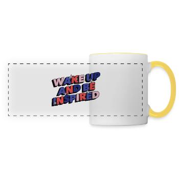 Wake up and be inspired, inspirational quote - Mug panoramique contrasté et blanc - blanc/jaune - Devant
