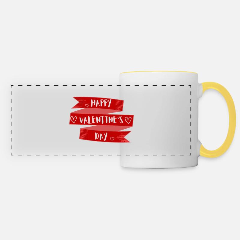 Happy valentine's day - Panoramic Mug - white/yellow