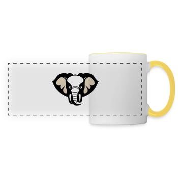 Little Elephant Cartoon Cute Adventure 15 - Panoramic Mug - white/yellow - Front
