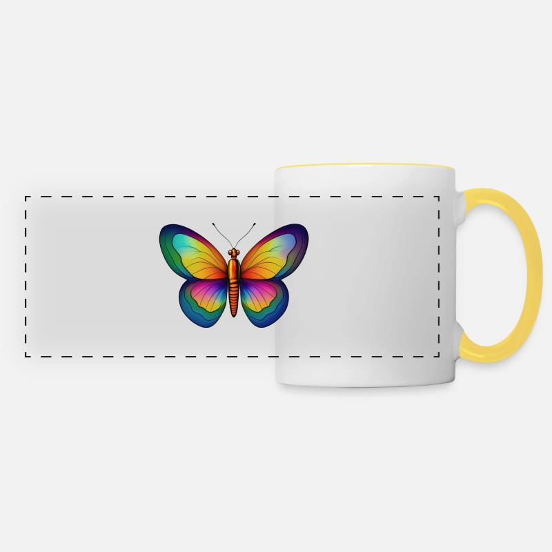 Papillon - Mug panoramique contrasté et blanc - blanc/jaune