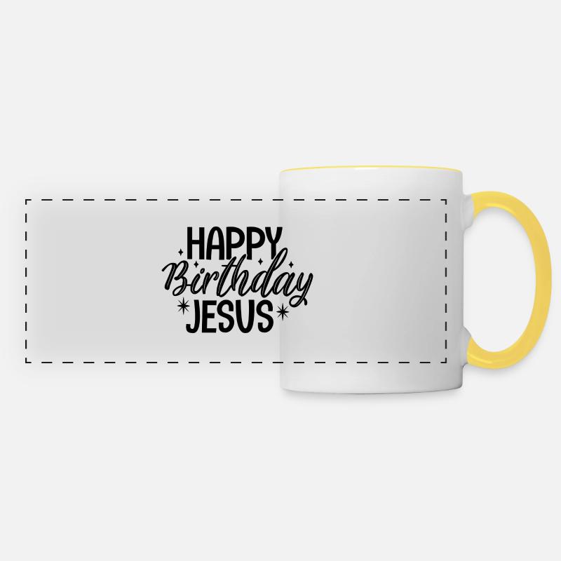 Happy Birthday Jesus - Panoramic Mug - white/yellow