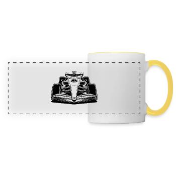 Voiture de Course - Mug panoramique contrasté et blanc - blanc/jaune - Devant