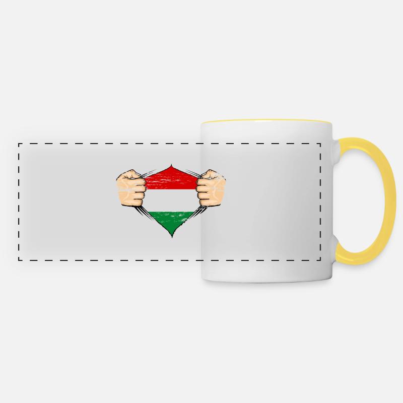 Hungary flag design used - Panoramic Mug - white/yellow