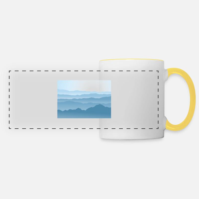 Mountains in blue - Panoramic Mug - white/yellow