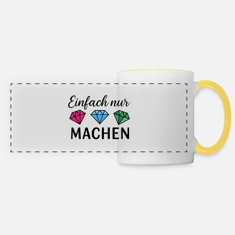 Einfach nur machen - Panoramic Mug - white/yellow