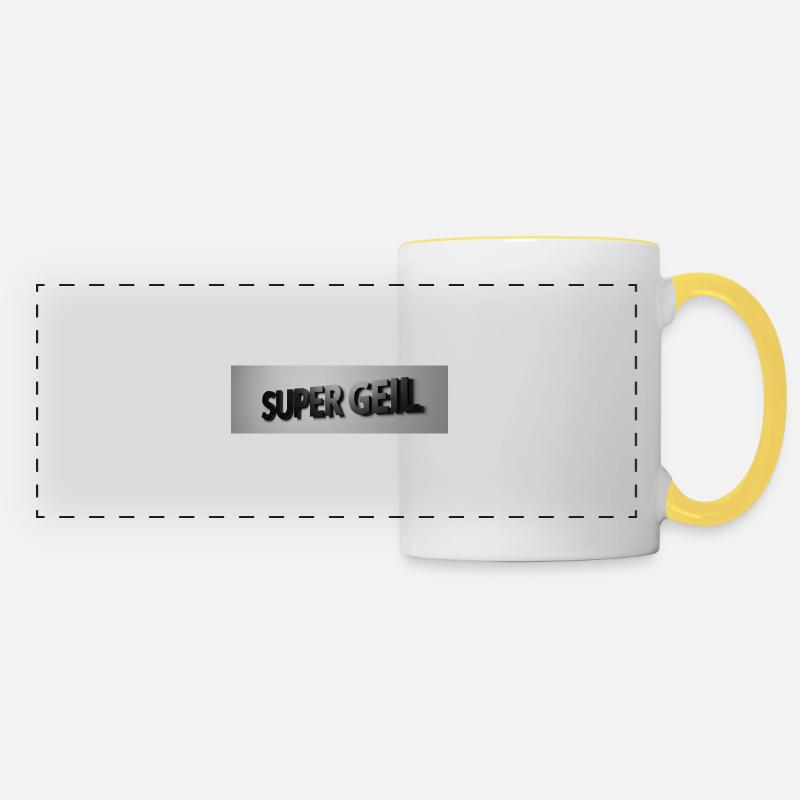 Super Geil 3D Font - Panoramic Mug - white/yellow