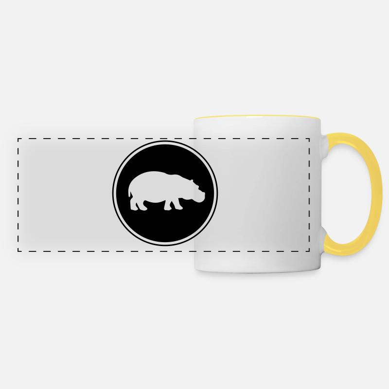 Icône de silhouette d'hippopotame - Mug panoramique contrasté et blanc - blanc/jaune