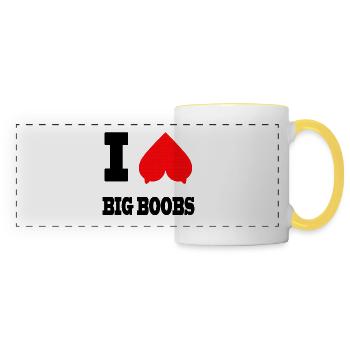 Heart Shape Geometric Pattern - Panoramic Mug - white/yellow - Front