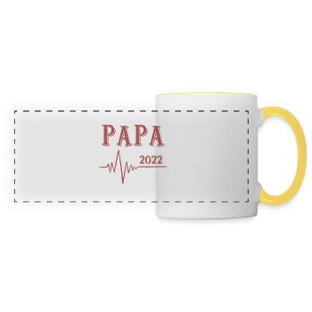 Papa 2022 - Herzschlag - Panoramatasse - Weiß/Gelb - Vorne