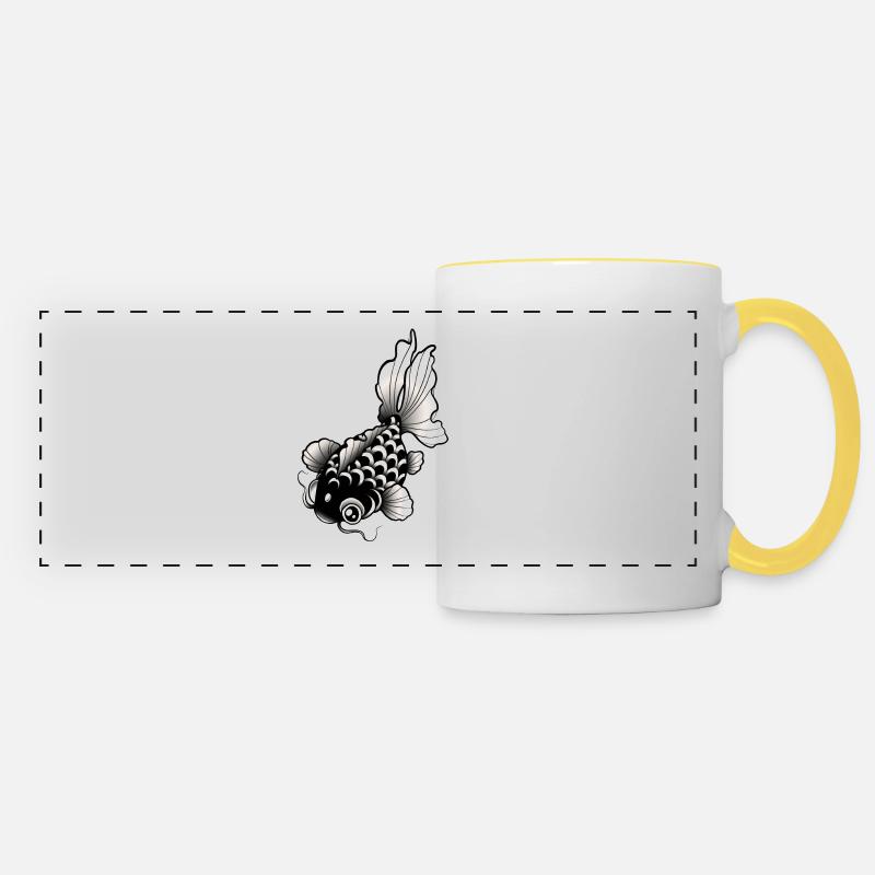 Fish style tattoo / tattoo art - Panoramic Mug - white/yellow