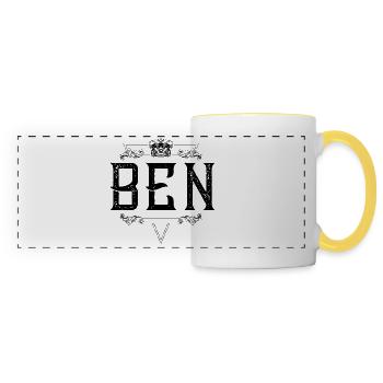 Nom de Ben - Mug panoramique contrasté et blanc - blanc/jaune - Devant