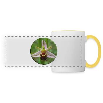 The bee orchid is a native orchid - Panoramic Mug - white/yellow - Front