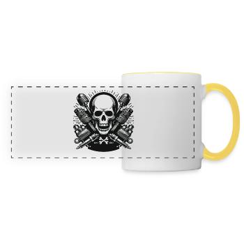 Biker Skull Design 3 - Panoramatasse - Weiß/Gelb - Vorne