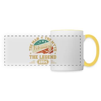 Geburtstagsgeschenk - geboren im Februar 1954 - Panoramatasse - Weiß/Gelb - Vorne