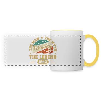 Geburtstagsgeschenk - geboren im Februar 1943 - Panoramatasse - Weiß/Gelb - Vorne