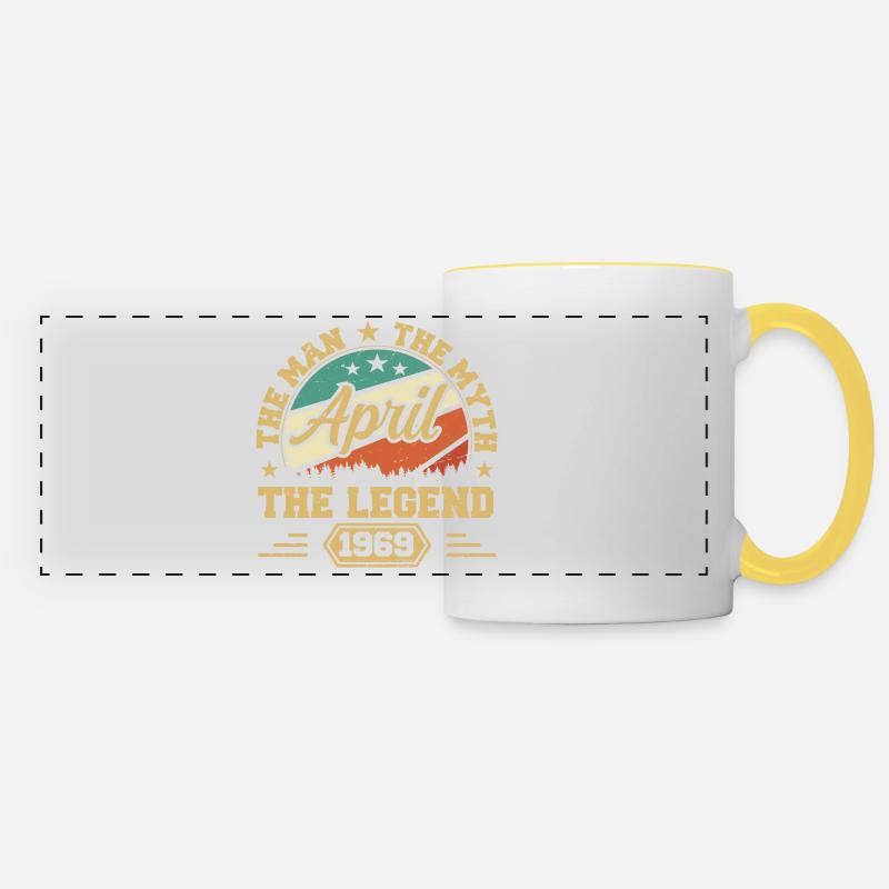 Born In April 1969 Funny Birthday Retro - Panoramic Mug - white/yellow