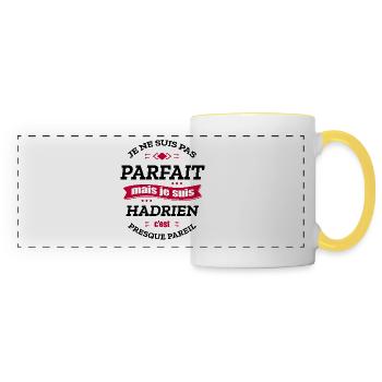 HADRIEN PARFAIT - PRENOM HADRIEN - Mug panoramique contrasté et blanc - blanc/jaune - Devant